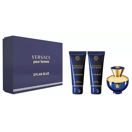 Versace Dylan Blue pour Femme parfémovaná voda 50 ml + tělové mléko 50 ml + sprchový gel 50 ml, dárková sada pro ženy
