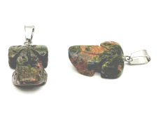 Unakit Żaba do szczęścia naturalny kamień ok. 20 x 15 mm, kamień osobistego wzrostu i wizji