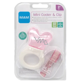 Mam Mini Cooler & Clip lekki gryzak z chłodzącą częścią i paskiem dla dzieci 2+ miesięcy Różowy