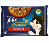 Felix Sensations Sosy Multipack wołowina i jagnięcina w aromatycznych sosach, karma kompletna dla dorosłych kotów 4 x 85 g