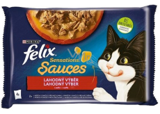 Felix Sensations Sosy Multipack wołowina i jagnięcina w aromatycznych sosach, karma kompletna dla dorosłych kotów 4 x 85 g