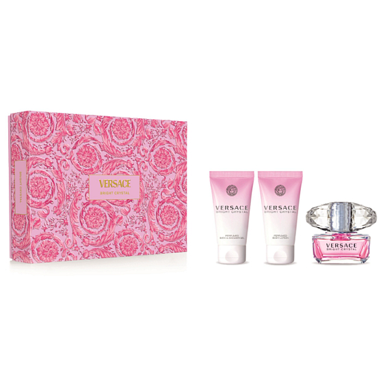 Versace Bright Crystal woda toaletowa 50 ml + żel pod prysznic 50 ml + mleczko do ciała 50 ml, zestaw prezentowy dla kobiet