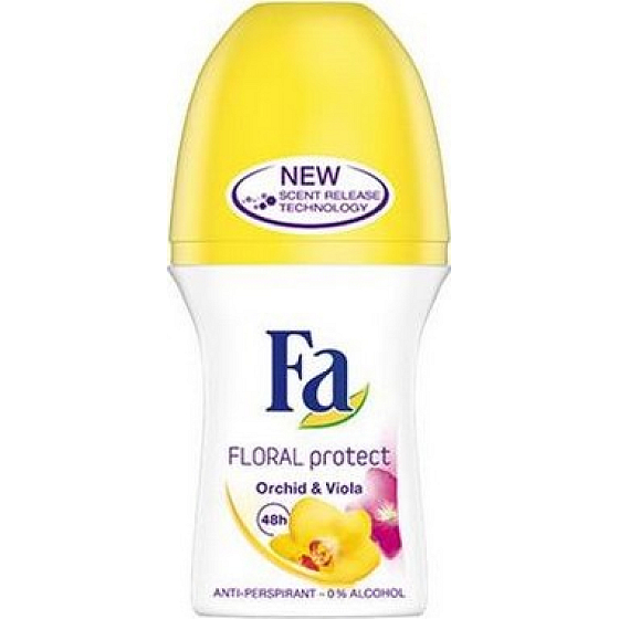 Fa Floral Protect Orchid & Viola kuličkový antiperspirant deodorant roll-on pro ženy 50 ml