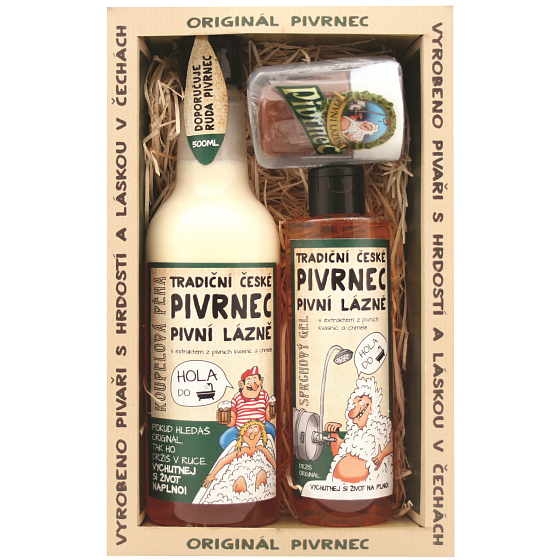Bohemia Gifts Pivrnec z jasnym płynem do kąpieli 500 ml + żel pod prysznic 250 ml + mydło toaletowe 70 g, zestaw kosmetyczny