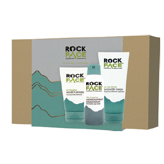 RockFace Sprchový gel pro muže 200 ml + Protection 48h antiperspirant deodorant sprej pro muže 150 ml + All Weather Moisturiser hydratační pleťový krém 100 ml, kosmetická sada