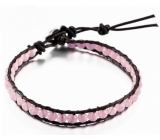 Różowy kamień naturalny, ręcznie wytwarzany, zapinany, kulka 4 mm, 17 - 23 cm, kamień miłości