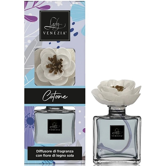Lady Venezia Dream Cotone - Bawełna aromatyczny dyfuzor z kwiatem do stopniowego uwalniania zapachu 100 ml