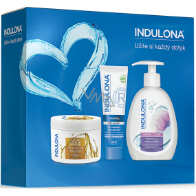 Indulona Original krém na ruce 75 ml + Vzácné oleje vyživující tělový krém pro suchou pokožku 250 ml + Sensi Care tekuté mýdlo pro citlivou pokožku dávkovač 300 ml, kosmetická sada