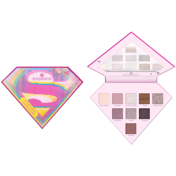 Essence Superman paletka očních stínů 01 Find Your Power, 7 g, s různými matnými a třpytivými odstíny pro tvorbu výrazného looku