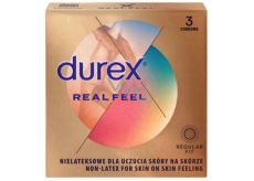 Durex Real Feel kondom bezlateksowy dla naturalnego uczucia skóry na skórze, nominalna szerokość: 56 mm 3 sztuki