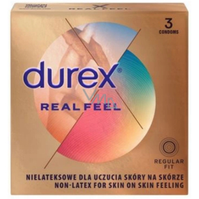 Durex Real Feel kondom bezlateksowy dla naturalnego uczucia skóry na skórze, nominalna szerokość: 56 mm 3 sztuki