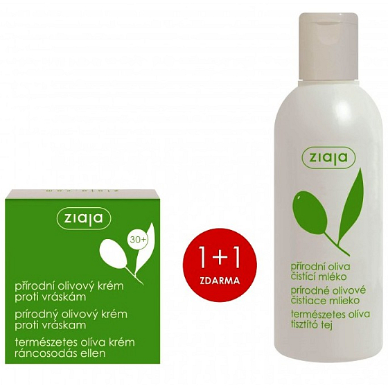 Ziaja Oliva pleťový krém proti vráskám 50 ml + Oliva čisticí pleťové mléko 200 ml, duopack