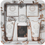 Grace Cole Róża & Geranium żel pod prysznic 75 ml + balsam do ciała 75 ml + kule do kąpieli 80 g + sól do kąpieli 100 g + flanelowa chustka + puszka, zestaw kosmetyczny dla kobiet