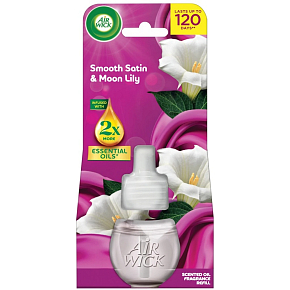 Air Wick Essential Oils delikatny satyn i lilia nocna elektryczny odświeżacz powietrza wkład 19 ml