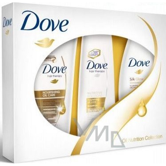 Dove Hair Therapy Nourishing Oil Care šampon 250 ml + kondicionér 200 ml + sprchový gel 250 ml, kosmetická sada