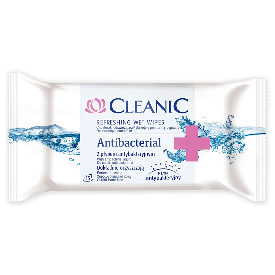 Cleanic Antibakteriální vlhčené osvěžující ubrousky 15 kusů