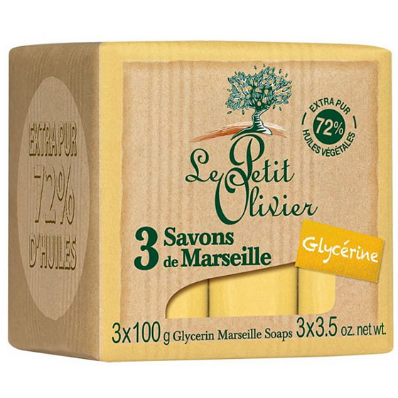 Le Petit Olivier Glycerin Mairseillské toaletní mýdlo 3 x 100 g