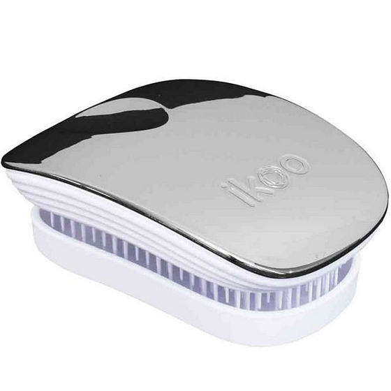 Ikoo Pocket Metallic Kapesní kartáč na vlasy podle čínské medicíny Oyster White stříbrno-bílý