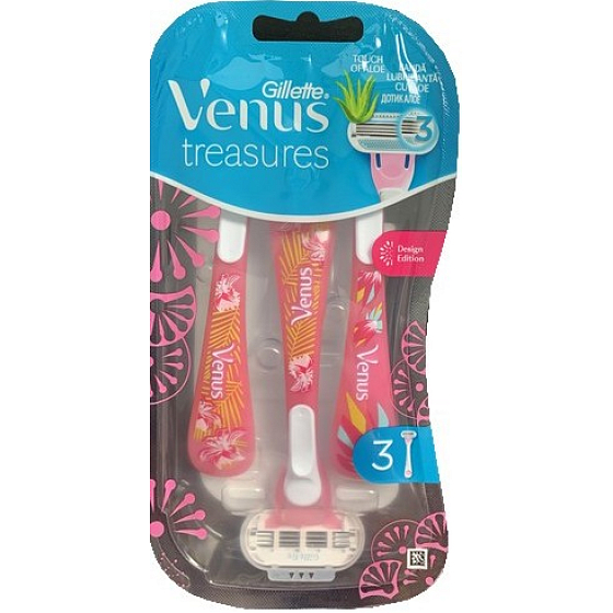 Gillette Venus Treasures Design Edition Pink růžová pohotová holítka 3 kusy pro ženy
