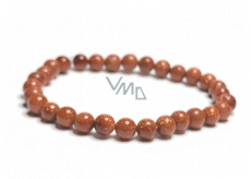 Bransoletka ze złotego Goldstone'a elastyczna, koralik 6 mm / 16 - 17 cm, kamień ambicji