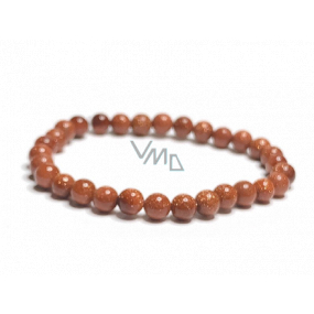 Bransoletka ze złotego Goldstone'a elastyczna, koralik 6 mm / 16 - 17 cm, kamień ambicji