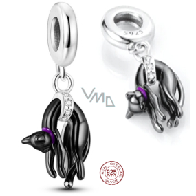 Zawieszka ze srebra próby 925 Czarny kot, element do bransoletki Zawieszka ze srebra próby 925 Czarny kot, element do bransoletki