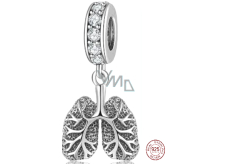 Charm Srebrna biżuteria 925 Anatomia biologii - Płuca symbol kontaktu z zewnętrznym światem, zawieszka na bransoletkę