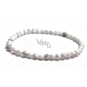 Magnezit / Howlit elastyczny bransoletka naturalny kamień, kulka 4 mm / 19 cm, oczyszczony kamień Magnezit / Howlit elastyczny bransoletka naturalny kamień, kulka 4 mm / 19 cm, oczyszczony kamień