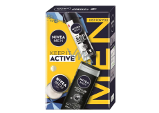 Nivea Men Keep It Active Invisible Black & White Original dezodorant w sprayu 150 ml + Nivea Men Active Clean żel pod prysznic 250 ml + Nivea Men Creme krem do twarzy, ciała i rąk 30 ml, zestaw kosmetyczny dla mężczyzn