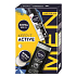 Nivea Men Keep It Active Invisible Black & White Original dezodorant w sprayu 150 ml + Nivea Men Active Clean żel pod prysznic 250 ml + Nivea Men Creme krem do twarzy, ciała i rąk 30 ml, zestaw kosmetyczny dla mężczyzn