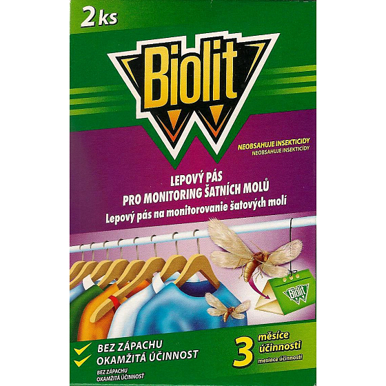 Biolit Lepový pás pro monitoring šatních molů účinnost až 3 měsíce 2 kusy