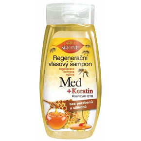 Bione Cosmetics Miód i Keratyna Q10 Koenzym regenerujący szampon do włosów dla wszystkich typów skóry i włosów 260 ml