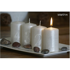 Lima Adventní sada s čísly svíčka bílá válec 60 x 90 mm 4 kusy