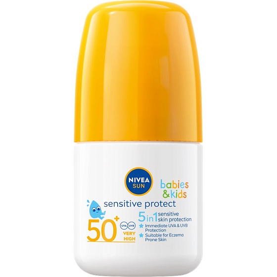 Nivea Sun Babies & Kids Sensitive Protect OF50 5v1 mléko na opalování v kuličce pro děti 50 ml