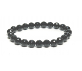 Onyx fasetowany bransoletka elastyczna naturalny kamień, kuleczka 8 mm / 16 - 17 cm, kamień żywotny szary