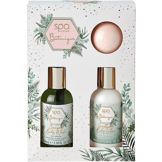 Style & Grace Botanique sprchový gel 100 ml + tělové mléko 100 + šumivá koule do koupele 55 g, kosmetická sada pro ženy