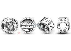Zawieszka ze srebra próby 925 Marvel Star Wars C3PO i R2D2, koralik do bransoletki