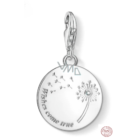 Charm Srebrny 925 Mniszek - Życzenia się spełniają, hummer z zawieszką na bransoletkę przyrody