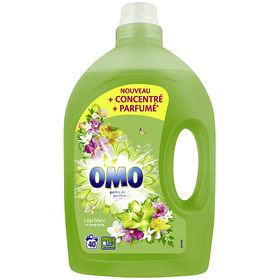 Omo Lilas blanc et ylang ylang univerzální gel na praní, bílé a stálobarevné prádlo 40 dávek 2 l