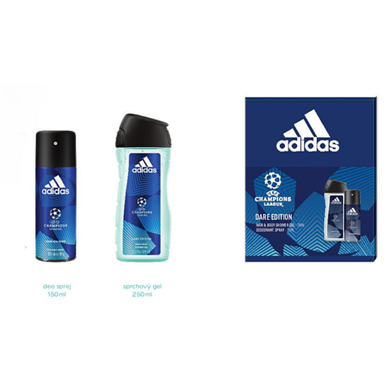 Adidas UEFA Champions League Dare Edition VI deodorant sprej pro muže 150 ml + sprchový gel 250 ml, kosmetická sada
