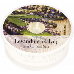 Heart & Home Levandule a šalvěj Sojová vonná svíčka v mističce doba hoření až 12 hodin 38 g