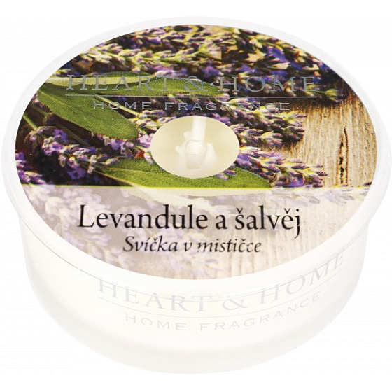Heart & Home Levandule a šalvěj Sojová vonná svíčka v mističce doba hoření až 12 hodin 38 g
