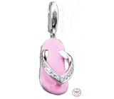 Charm Srebrne 925 Żakka - różowe pantofle, klamra do bransoletki symbol