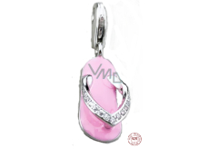 Charm Srebrne 925 Żakka - różowe pantofle, klamra do bransoletki symbol