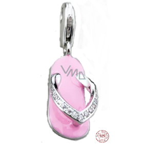 Charm Srebrne 925 Żakka - różowe pantofle, klamra do bransoletki symbol