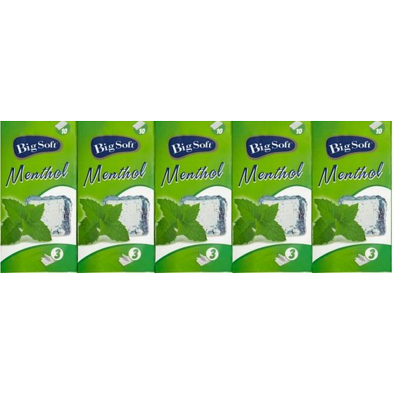 Big Soft Mentol kapesníky 3 vrstvé parfémované s vůní mentolu 10 x 10 kusů