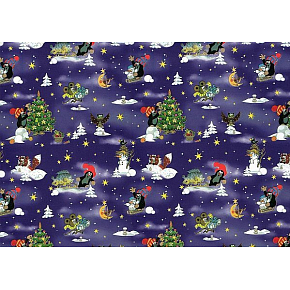 Nekupto Dárkový balicí papír 70 x 200 cm Vánoční Krteček tmavě modrá 1 role