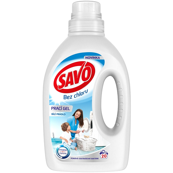 Savo White bez chloru prací gel na bílé prádlo 20 dávek 1 l