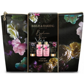 Baylis & Harding Boudoire Rose šampon na vlasy 100 ml + sprchový gel 100 ml + mléko na tělo a ruce 50 ml + kondicionér na vlasy 50 ml + etue, kosmetická sada pro ženy
