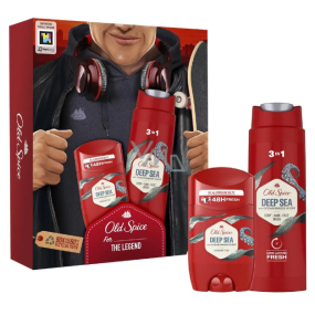 Old Spice Deep Sea deodorant stick 50 ml + 3v1 sprchový gel na tvář, tělo a vlasy 250 ml, kosmetická sada pro muže